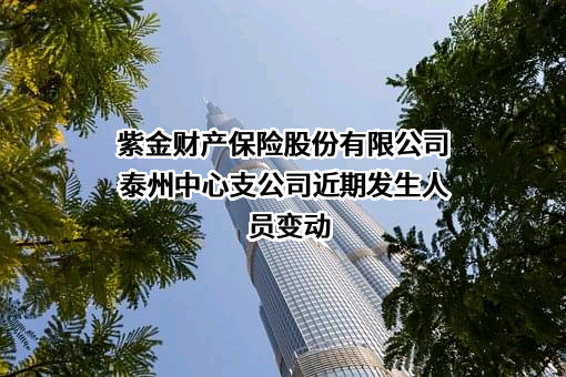 紫金财产保险股份有限公司泰州中心支公司近期发生人员变动