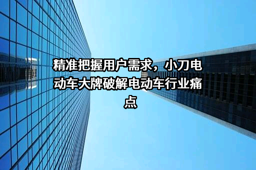 精准把握用户需求，小刀电动车大牌破解电动车行业痛点