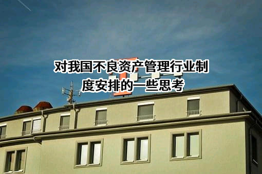 对我国不良资产管理行业制度安排的一些思考