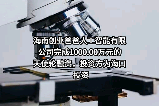 海南创业爸爸人工智能有限公司完成1000.00万元的天使轮融资，投资方为海口投资