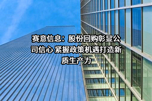 赛意信息：股份回购彰显公司信心 紧握政策机遇打造新质生产力