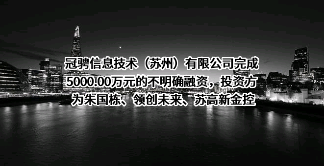 冠骋信息技术（苏州）有限公司完成5000.00万元的不明确融资，投资方为朱国栋、领创未来、苏高新金控