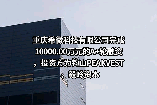 重庆希微科技有限公司完成10000.00万元的A+轮融资，投资方为钧山PEAKVEST、毅岭资本