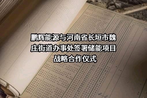 鹏辉能源与河南省长垣市魏庄街道办事处签署储能项目战略合作仪式