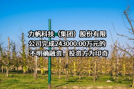 力帆科技（集团）股份有限公司完成243000.00万元的不明确融资，投资方为印奇