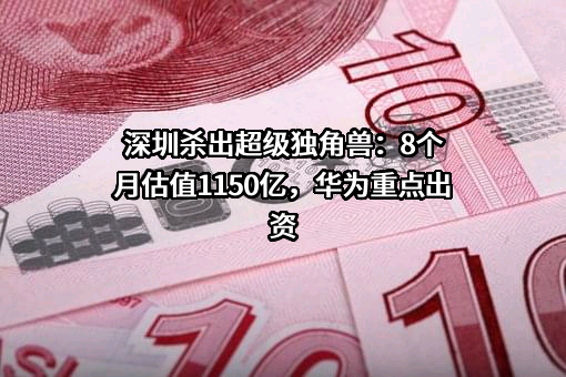 深圳杀出超级独角兽：8个月估值1150亿，华为重点出资