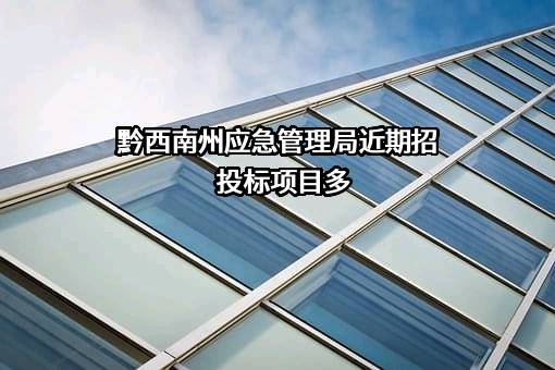 黔西南州应急管理局近期招投标项目多