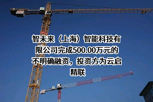 智未来（上海）智能科技有限公司完成500.00万元的不明确融资，投资方为云启精联