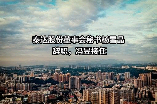 泰达股份董事会秘书杨雪晶辞职，冯昱接任