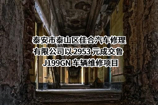 泰安市泰山区佳合汽车修理有限公司以 2953 元成交鲁 J199GN 车辆维修项目