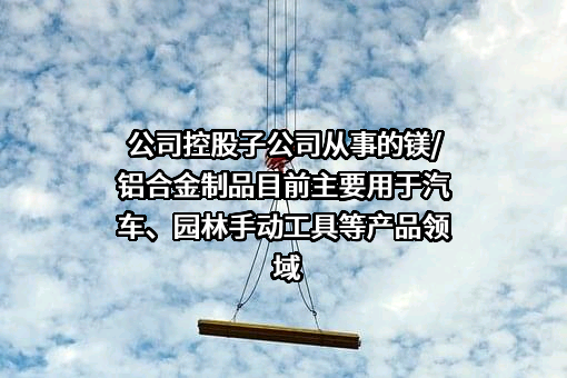 公司控股子公司从事的镁/铝合金制品目前主要用于汽车、园林手动工具等产品领域